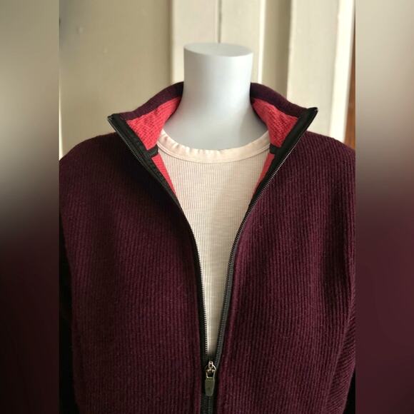 EASTERN MOUNTAIN SPORTS Maroon Full-Zip Wool Sweater sz X-Small - Picture 10 of 11